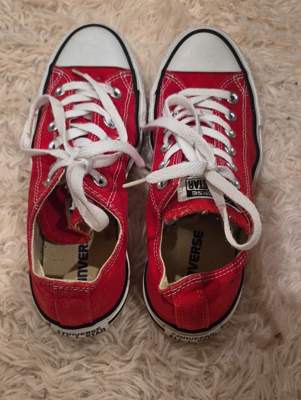 Converse Kids Red Low-Top Canvas Sneakers with White Accents